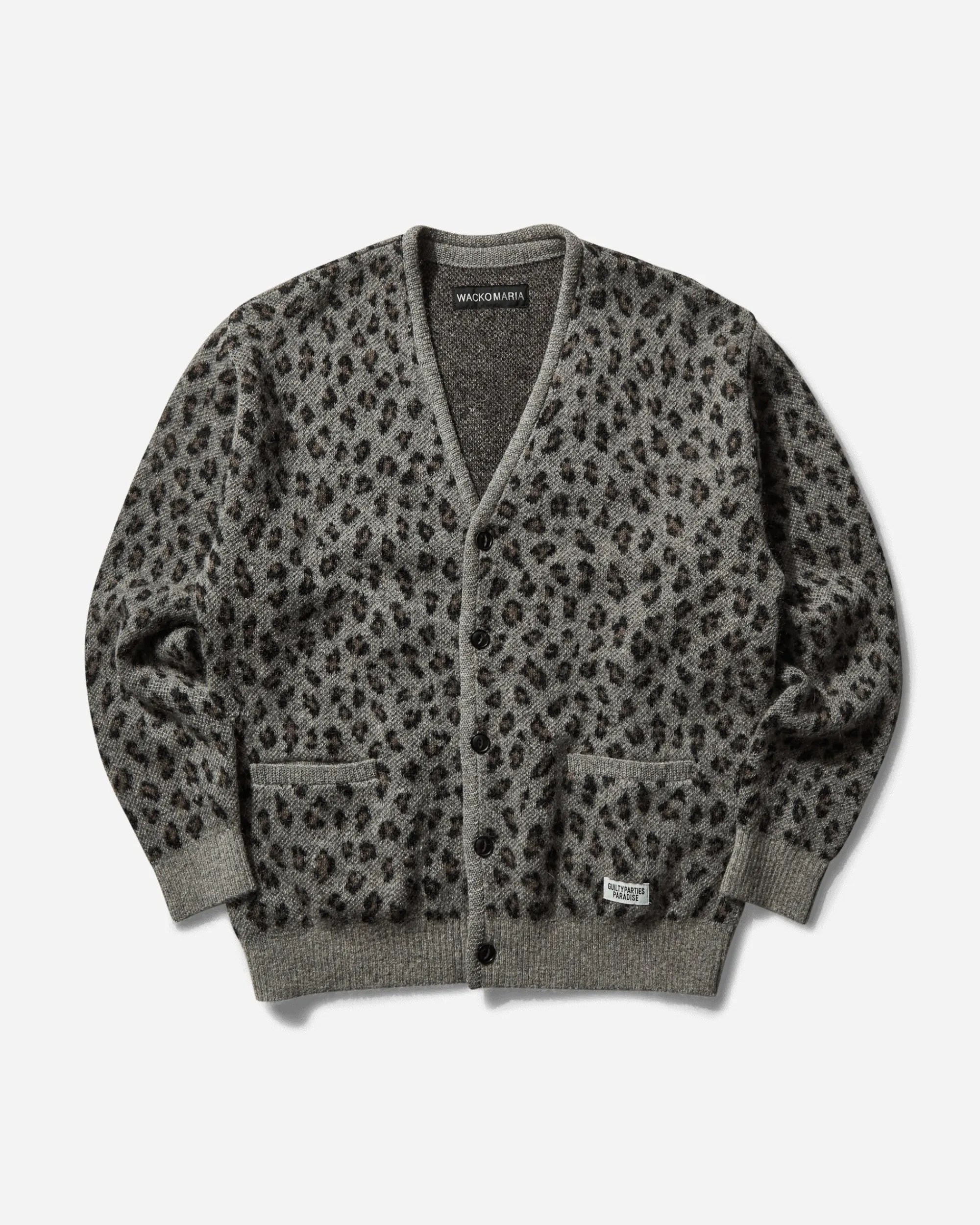 WACKO MARIA Knitwear^Men's Leopard Mohair Cardigan Grey