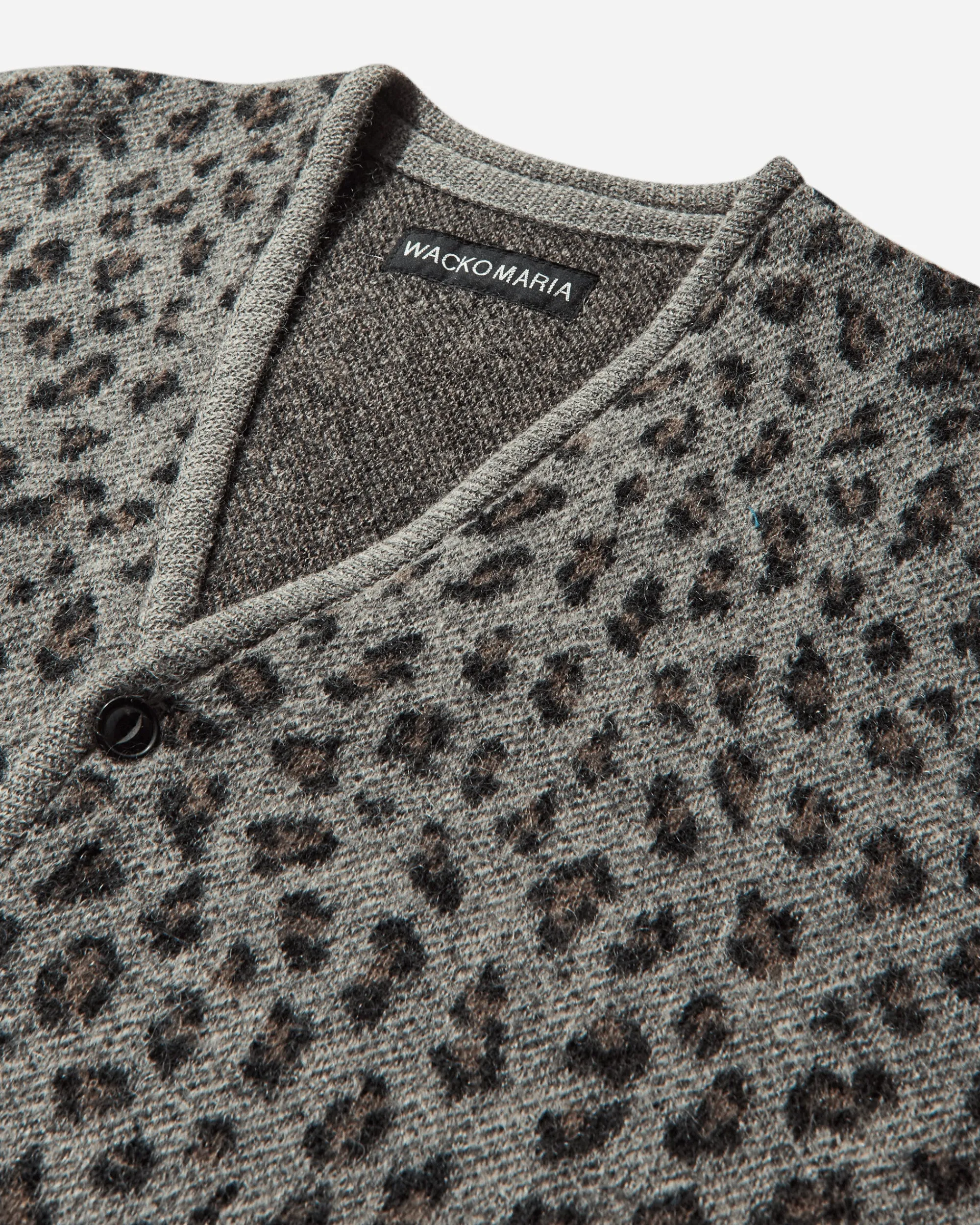 WACKO MARIA Knitwear^Men's Leopard Mohair Cardigan Grey