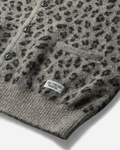 WACKO MARIA Knitwear^Men's Leopard Mohair Cardigan Grey