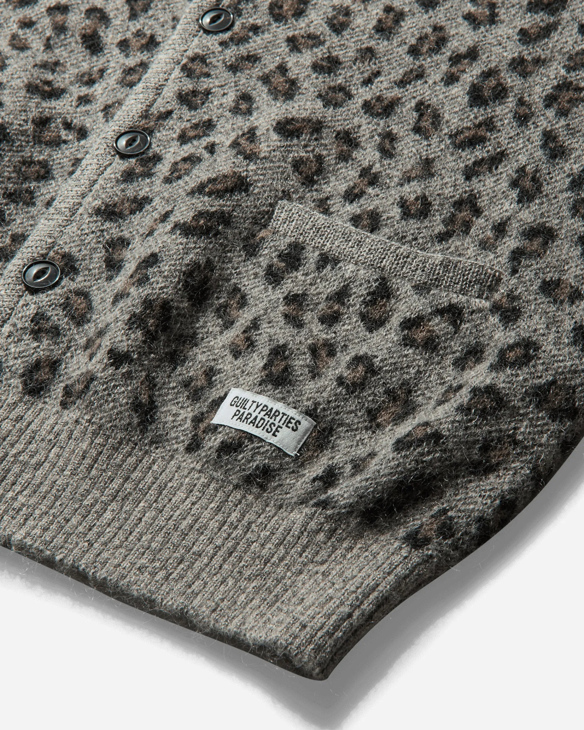 WACKO MARIA Knitwear^Men's Leopard Mohair Cardigan Grey
