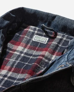 Guess USA Coats And Jackets^Men's Lined Zip-Up Trucker Jacket Coated Used Indigo