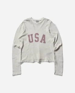 Guess USA T-Shirts^Men's Logo Mesh Longsleeve T-Shirt Pearl White