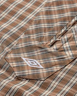 Umbro Shirts^Men's Masked Hood Plaid Overshirt Brown / Beige