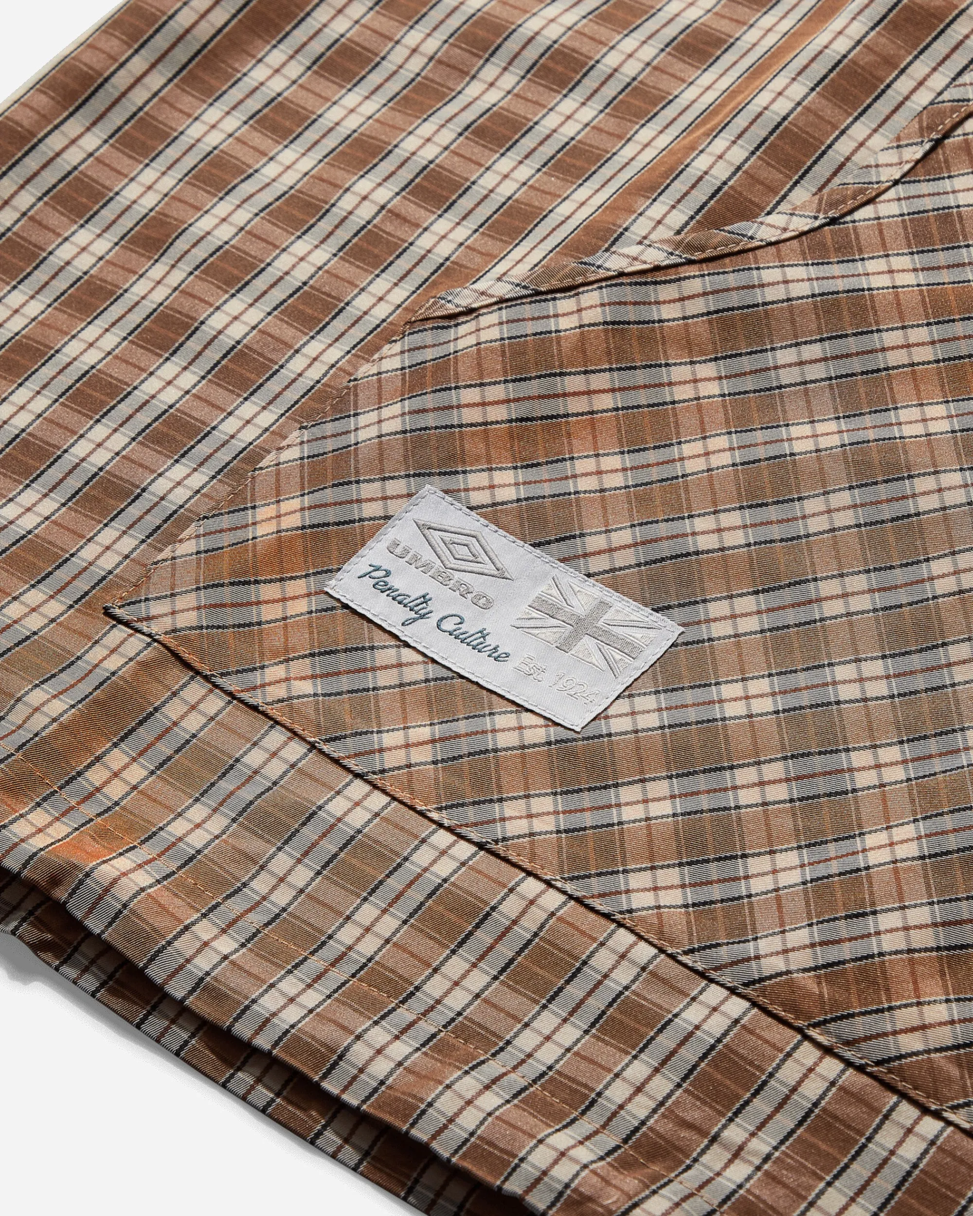 Umbro Shirts^Men's Masked Hood Plaid Overshirt Brown / Beige