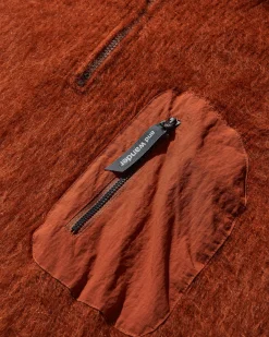 and wander Sweatshirts^Men's Mohair Wool Knit Hoodie Orange