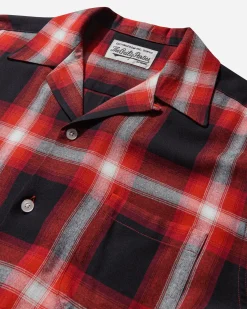WACKO MARIA Shirts^Men's Ombre Check Open Collar Longsleeve Shirt (Type-1) Red