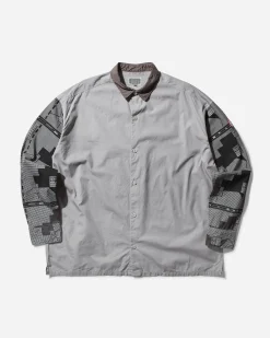 Cav Empt Shirts^Men's Overdye Grid Sleeve Big Shirt Grey