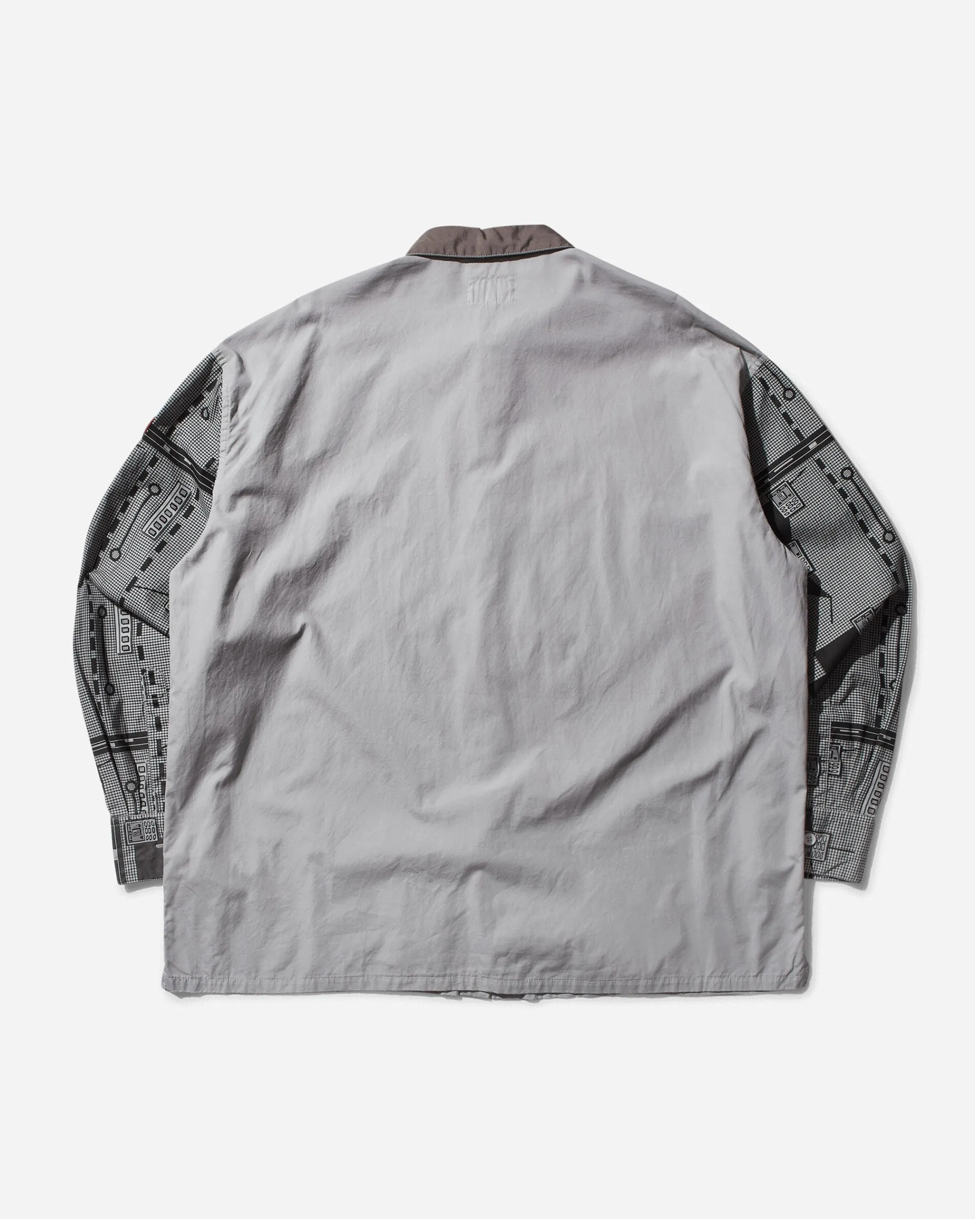 Cav Empt Shirts^Men's Overdye Grid Sleeve Big Shirt Grey