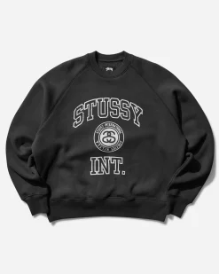 Stüssy Sweatshirts|Sweatshirts^Men's Overlock Varsity Raglan Crewneck Sweatshirt Washed Black