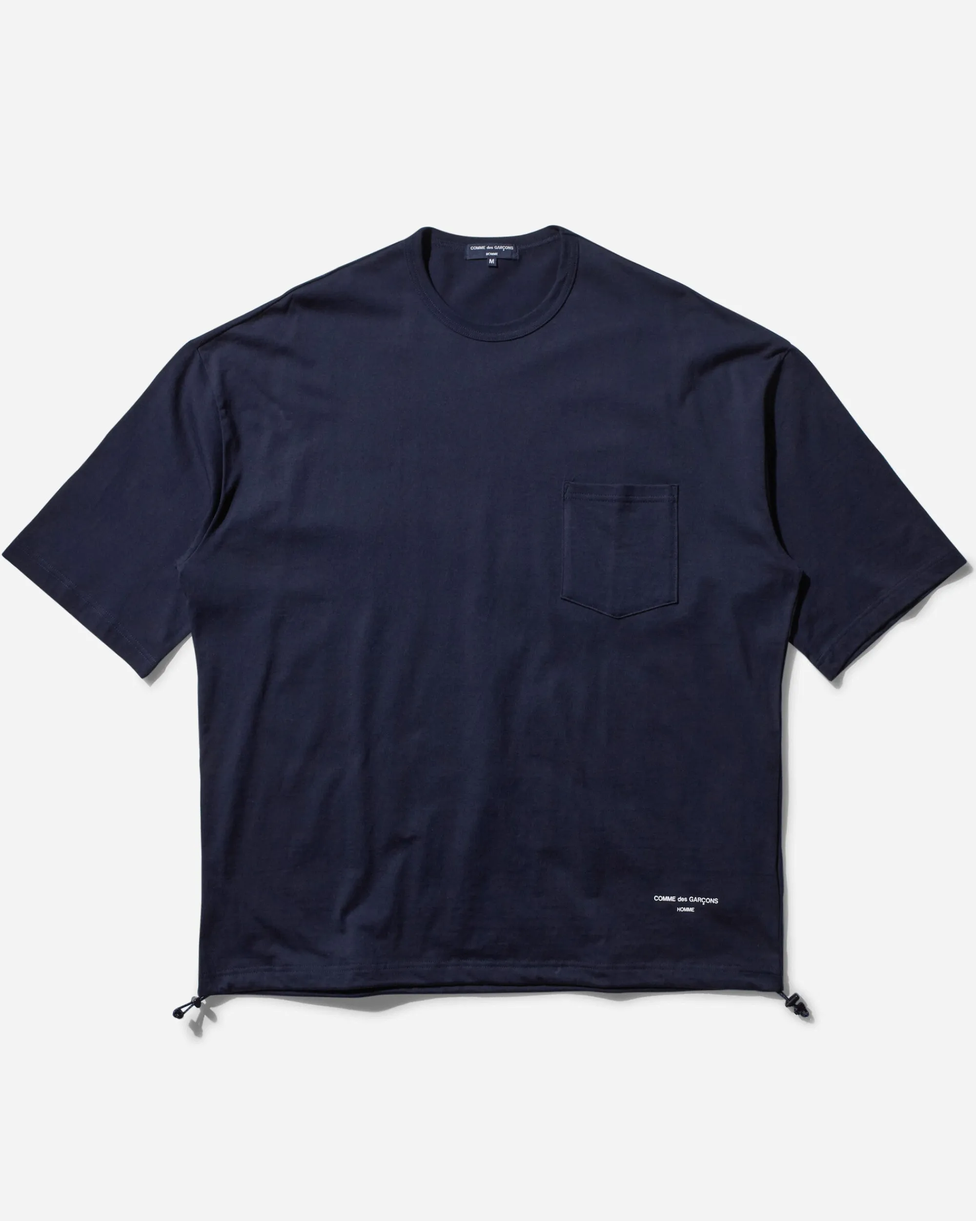 Comme Des Garçons Homme T-Shirts^Men's Oversized Drawstring Logo T-Shirt Navy