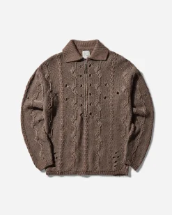 ROA Knitwear^Men's Polo Cable Knit Sweater Grey