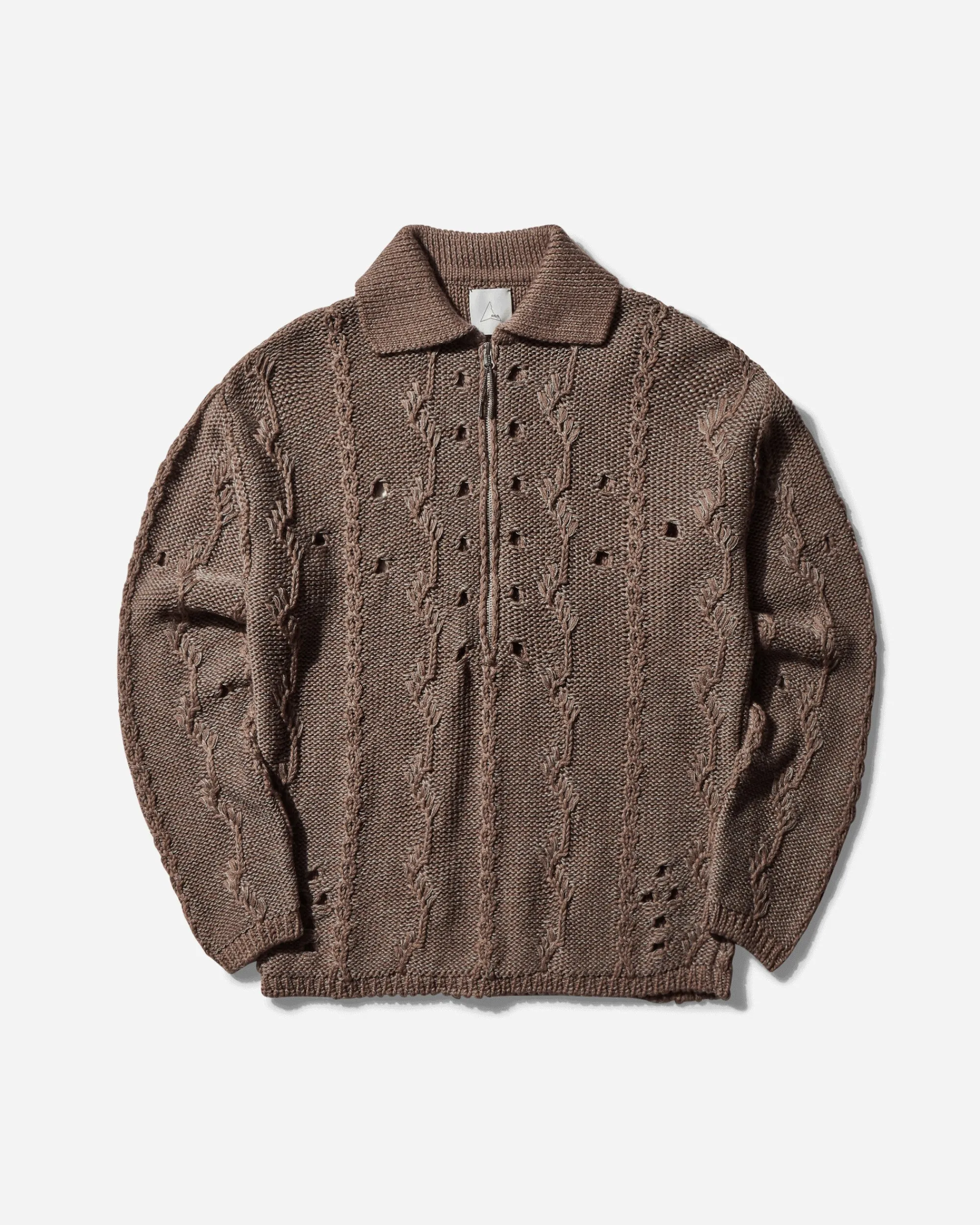 ROA Knitwear^Men's Polo Cable Knit Sweater Grey