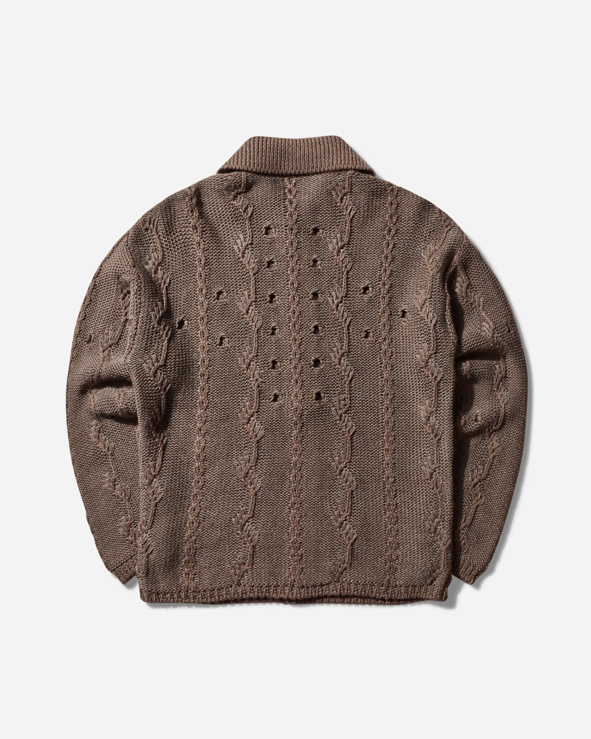ROA Knitwear^Men's Polo Cable Knit Sweater Grey