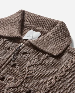 ROA Knitwear^Men's Polo Cable Knit Sweater Grey