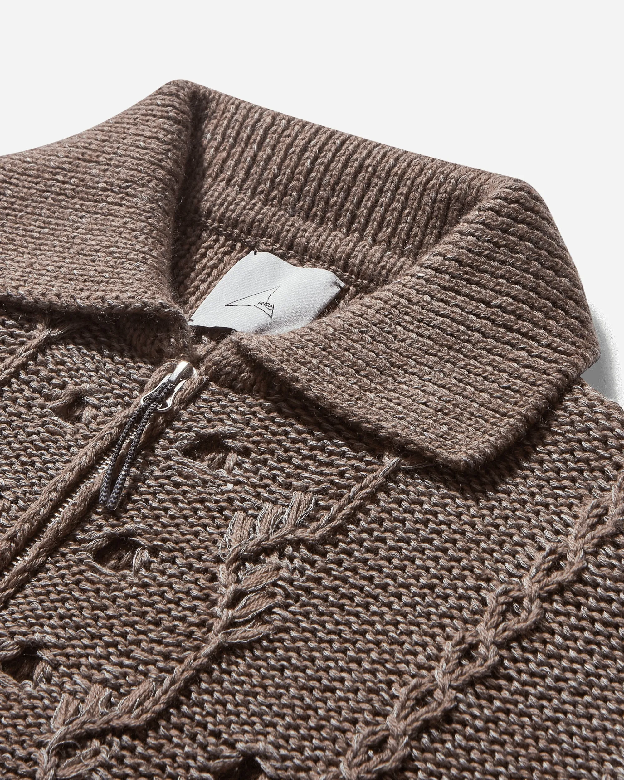 ROA Knitwear^Men's Polo Cable Knit Sweater Grey