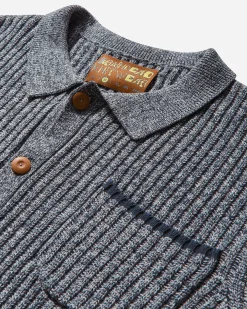 Brain Dead Knitwears|Knitwear^Men's Rib Knit Button Up Sweater Blue