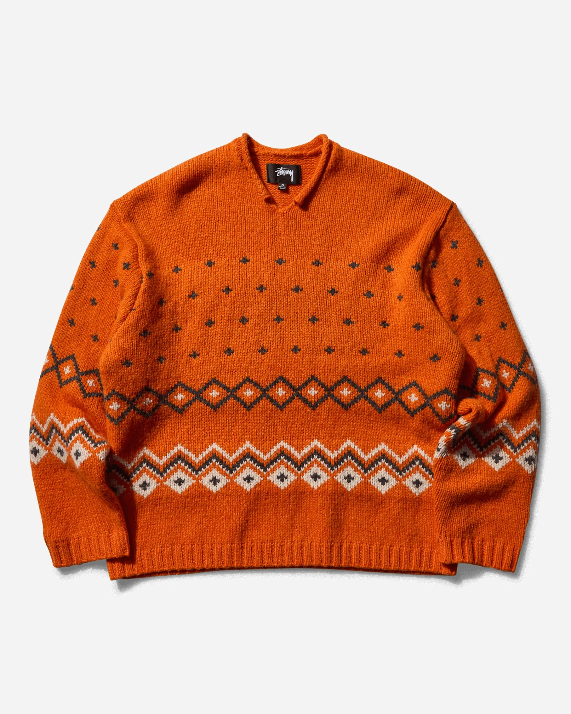 Stüssy Knitwears|Knitwear^Men's Roll Neck Fairisle Sweater Orange