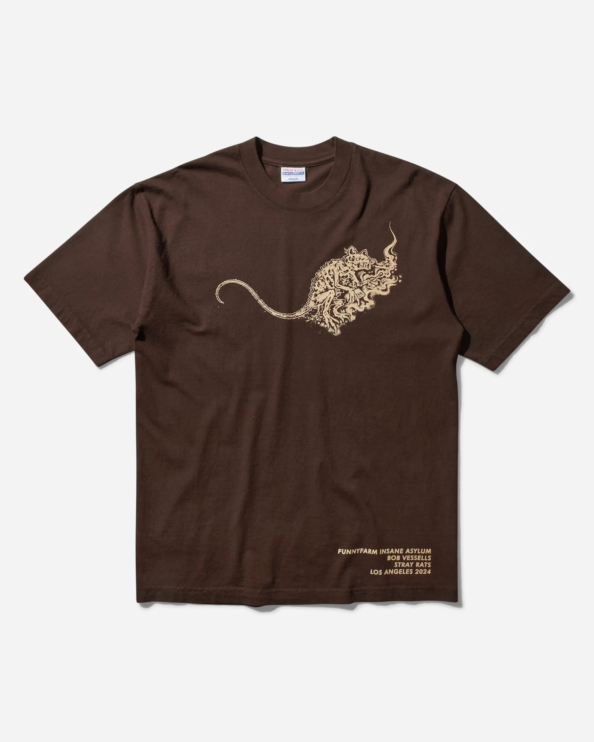 Stray Rats T-Shirts^Men's Smoking Rat T-Shirt Brown