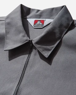 Ben Davis Shirts^Men's Solid 1/2 Zip Shortsleeve Shirt Light Grey