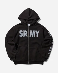 Stray Rats Sweatshirts^Men's SRMY Glitter Zip Hoodie Black