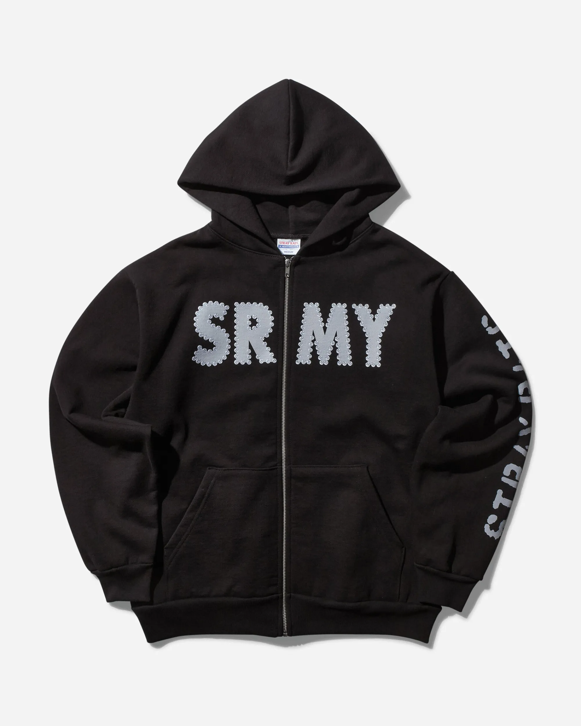 Stray Rats Sweatshirts^Men's SRMY Glitter Zip Hoodie Black