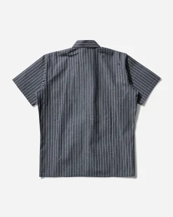Ben Davis Shirts^Men's Stripe 1/2 Zip Shortsleeve Shirt Butcher Block Stripe Black