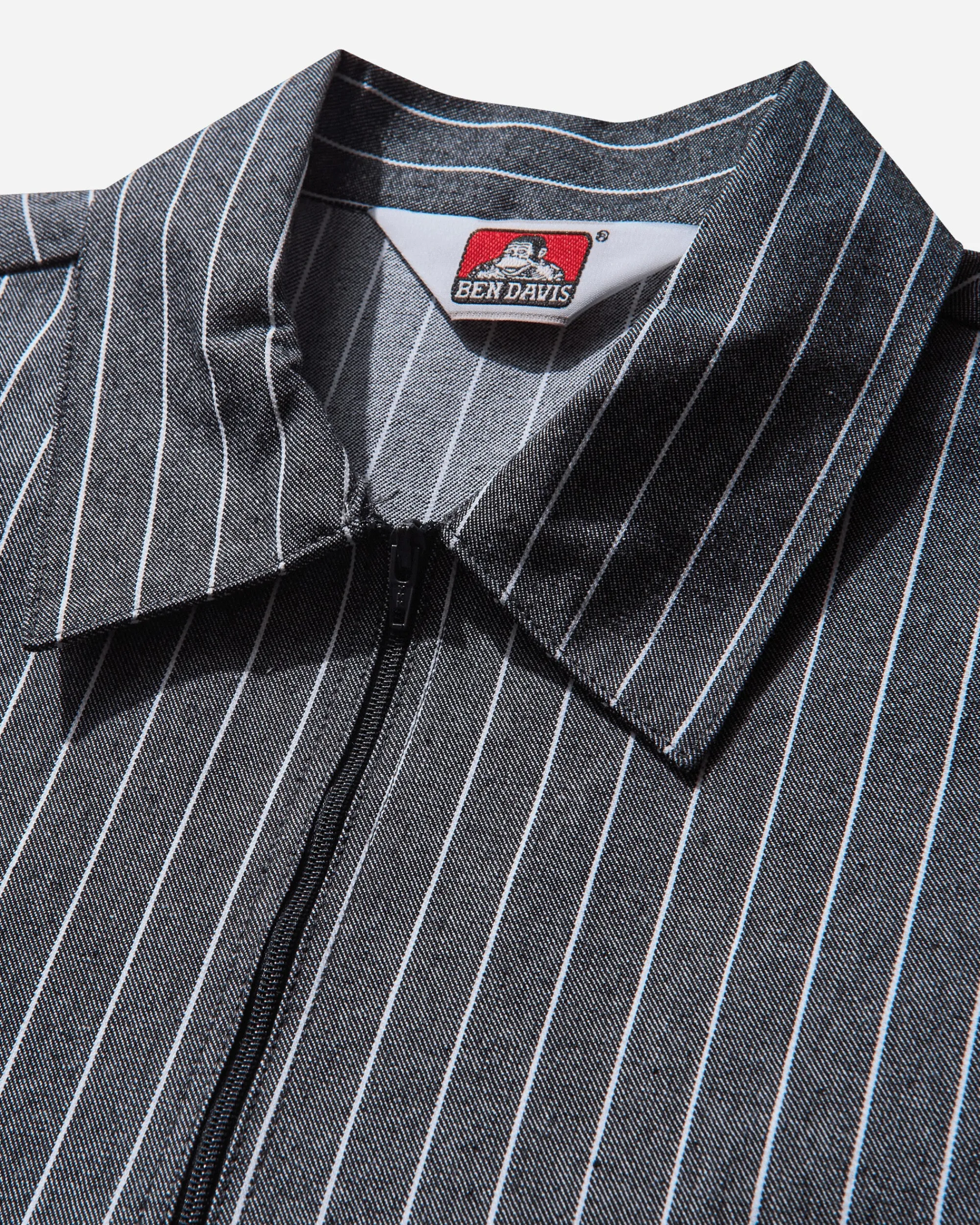 Ben Davis Shirts^Men's Stripe 1/2 Zip Shortsleeve Shirt Butcher Block Stripe Black