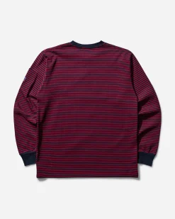 Needles T-Shirts^Men's Stripe Crewneck Longsleeve T-Shirt Navy / Red