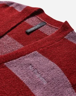 No Problemo Knitwears|Knitwear^Men's Striped Mohair Oversized Cardigan Burgundy