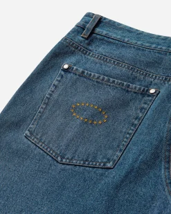 AFB Pants^Men's Super Baggy Studded Pants Indigo