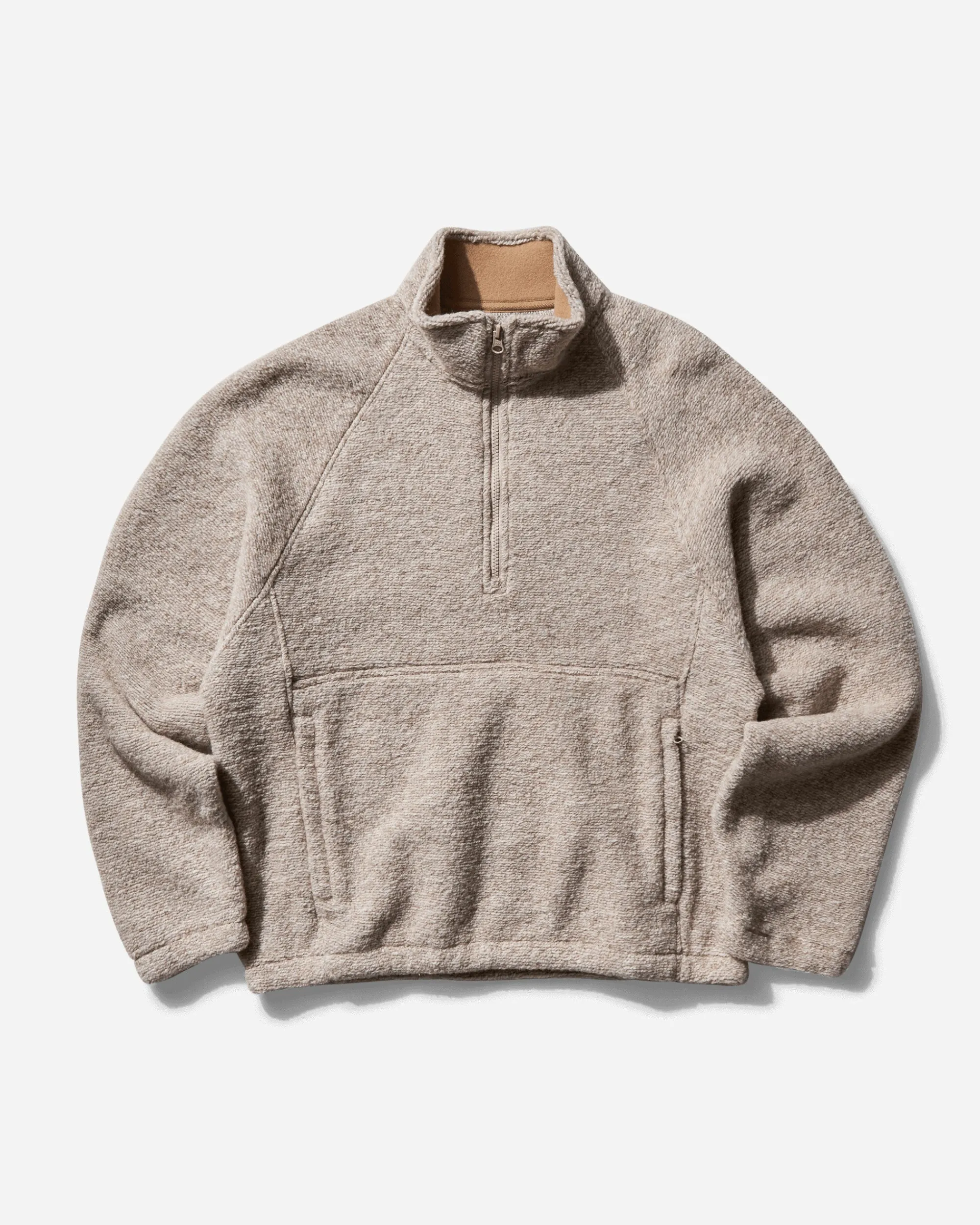Stüssy Knitwears|Knitwear^Men's Wool Blend Sherpa Mock Neck Sweater Tan