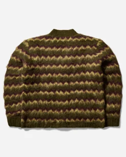 Brain Dead Knitwears|Knitwear^Men's Zig Zag Striped Cardigan Olive