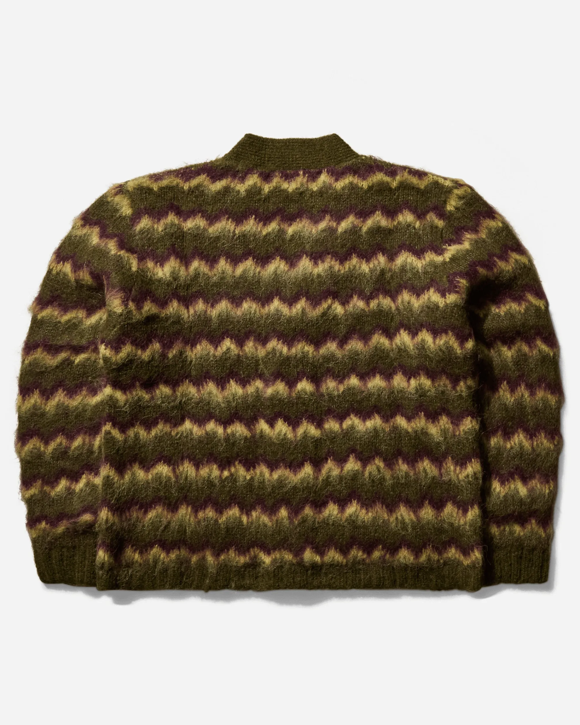 Brain Dead Knitwears|Knitwear^Men's Zig Zag Striped Cardigan Olive