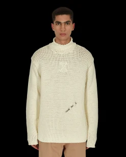 Off-White Knitwear^Meteornail Knit Zip Mockneck Sweater White
