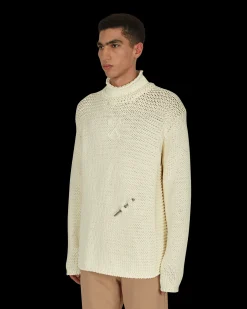 Off-White Knitwear^Meteornail Knit Zip Mockneck Sweater White