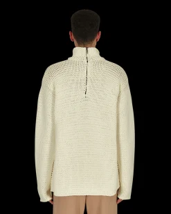 Off-White Knitwear^Meteornail Knit Zip Mockneck Sweater White