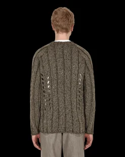 AURALEE Knitwear^Mix Boucle Mesh Knit Sweater Brown