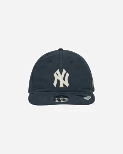 New Era Hats|Hats^New York Yankees Canvas Felt Logo Retro Crown 9FIFTY Strapback Cap Navy