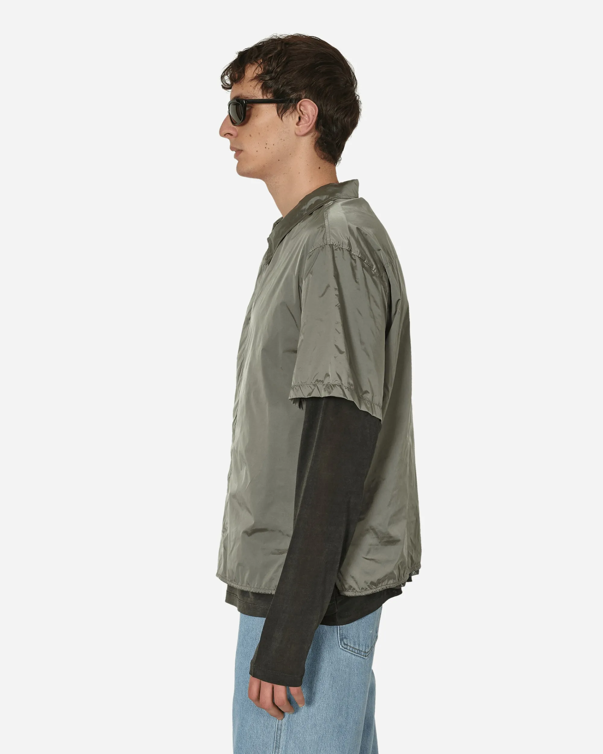AMOMENTO Shirts^Nylon Short Sleeve Shirt Grey