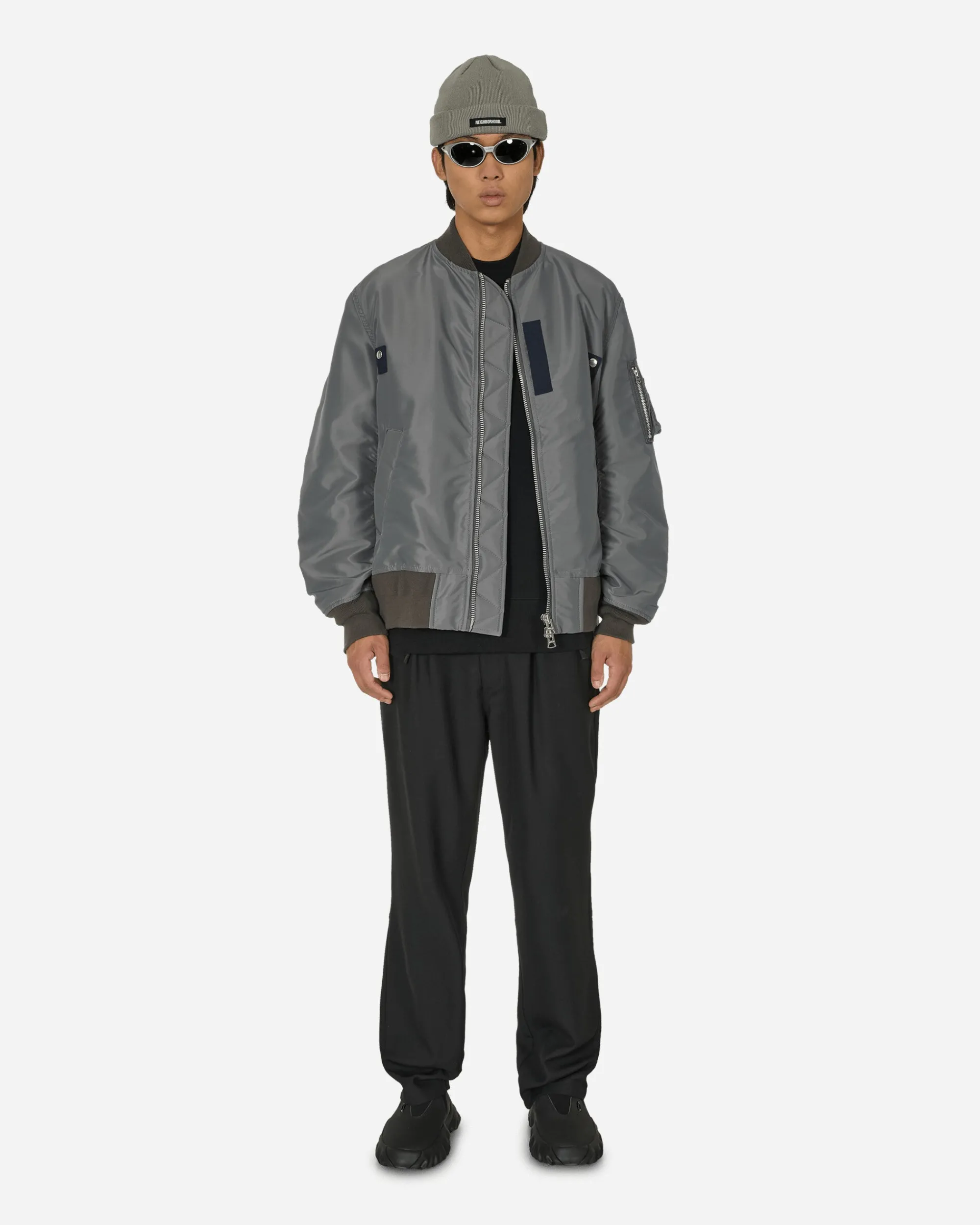 sacai Coats And Jackets^Nylon Twill Bomber Jacket Grey