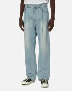 Unaffected Pants^One Tuck Wide Denim Pants Light Blue