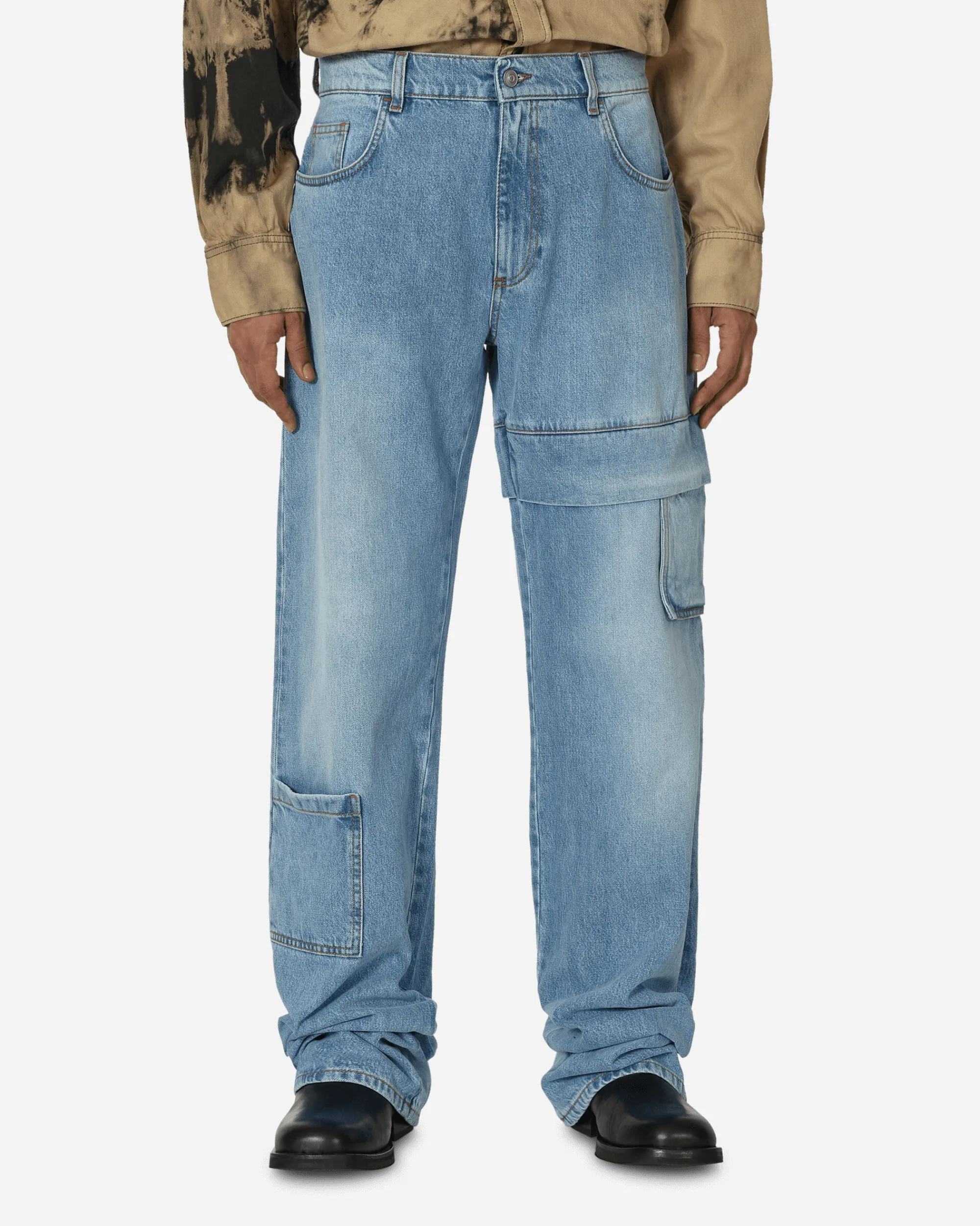 1017 ALYX 9SM Pants^Oversized Denim Cargo Pants Light Blue