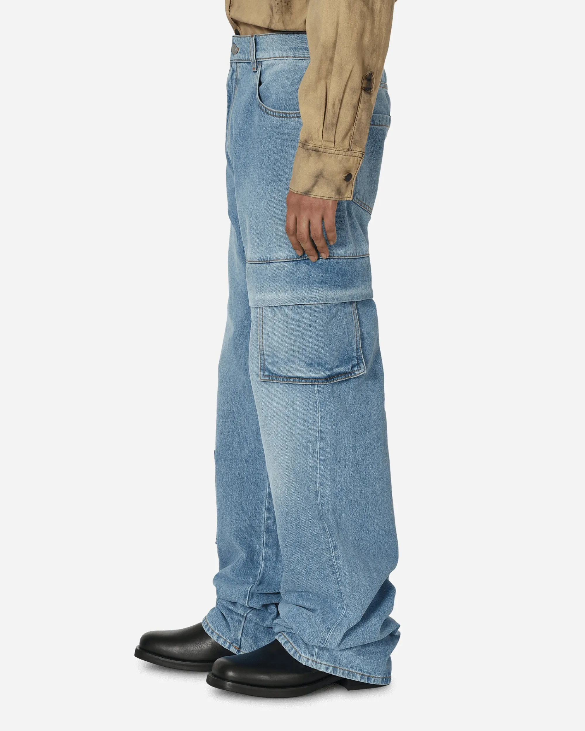 1017 ALYX 9SM Pants^Oversized Denim Cargo Pants Light Blue