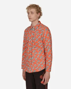 ERL Shirts^Padded Cotton Overshirt Orange