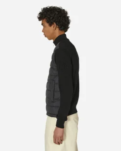 Moncler Knitwear^Padded Cotton Zip-Up Cardigan Black