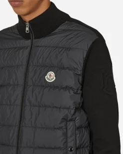 Moncler Knitwear^Padded Cotton Zip-Up Cardigan Black