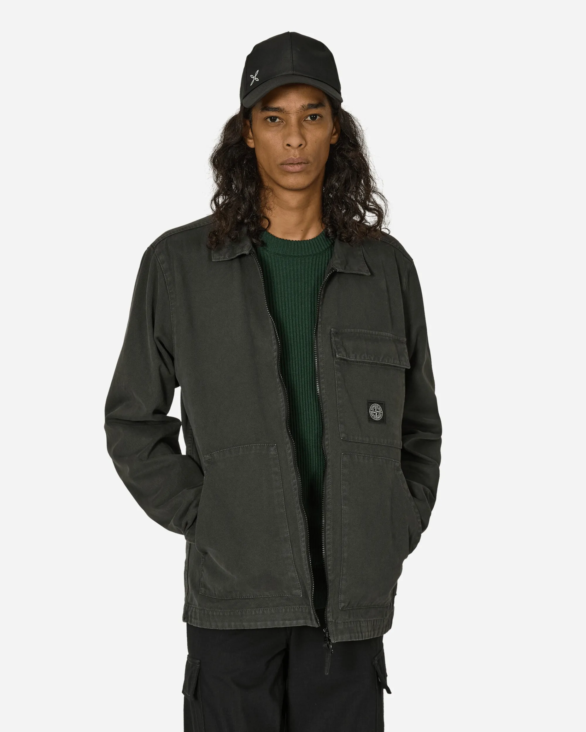 Stone Island Shirts^Panama Cotton 'OLD' Effect Overshirt Lead Grey