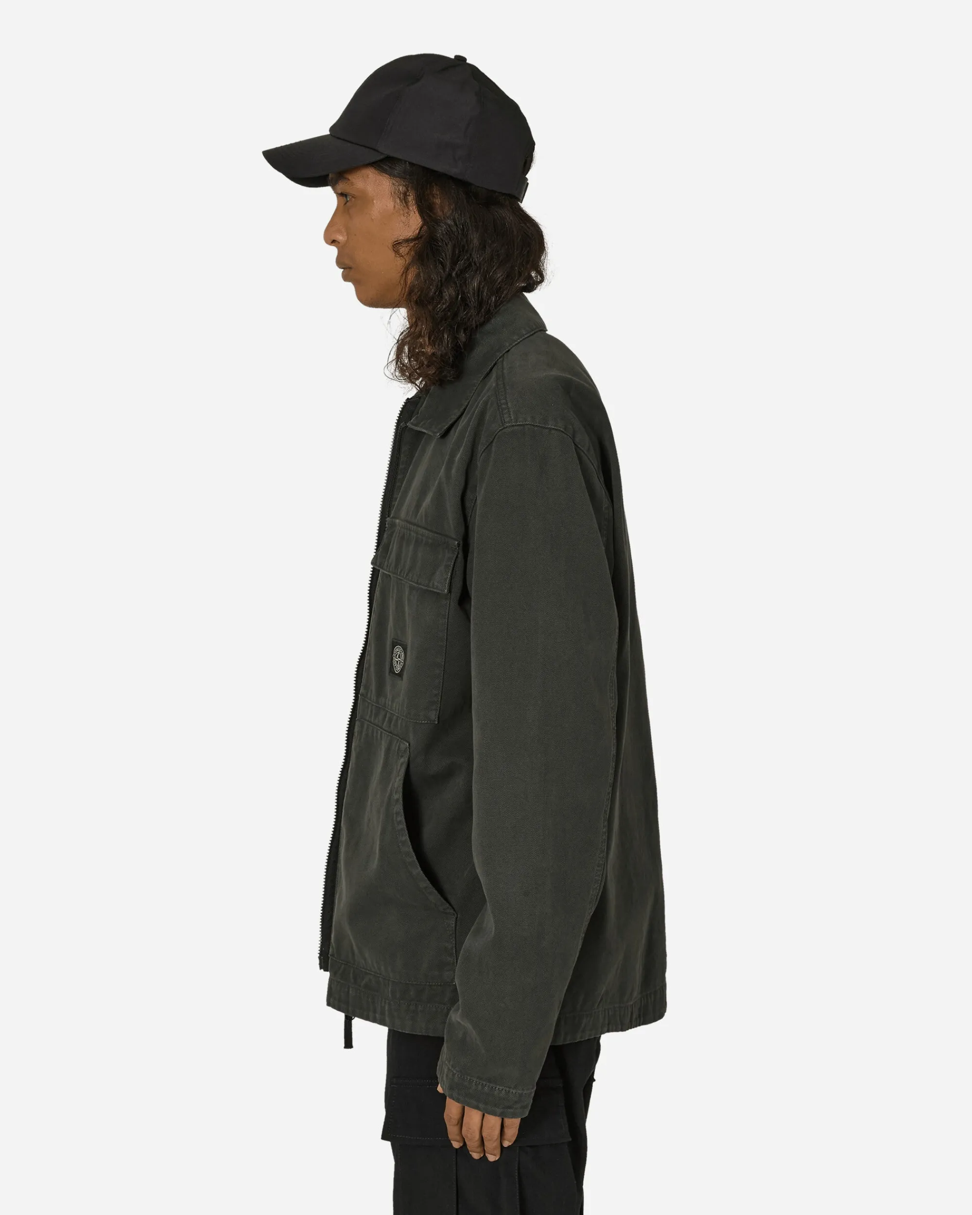 Stone Island Shirts^Panama Cotton 'OLD' Effect Overshirt Lead Grey