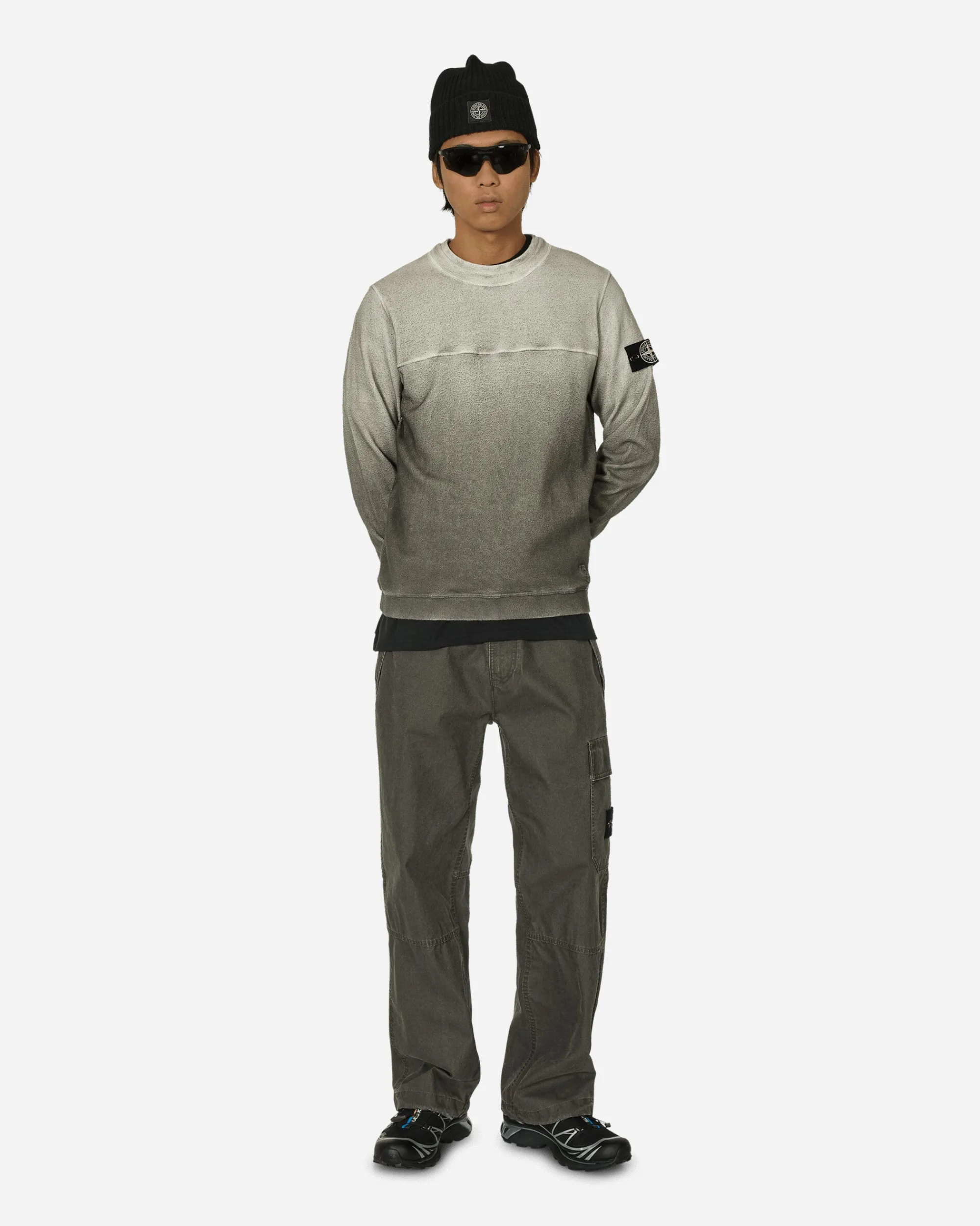 Stone Island Sweatshirts^Panama Recycled Oxide Plating Garment Dyed Cewneck Sweatshirt Lead Grey