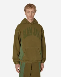 Slam Jam Sweatshirts^Panel Hooded Sweatshirt Green / Brown
